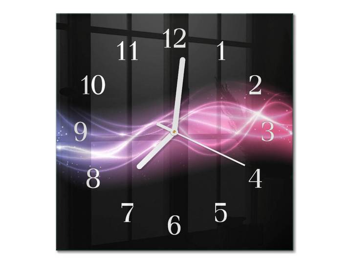 Tulup Wanduhr 30x30 cm - Abstrakte Linien, Lila, Glas, Quadratisch, 30x30x0.4 cm, Dekoration, Uhren, Wanduhren