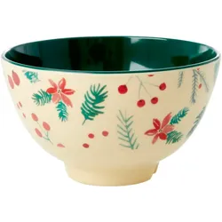 RICE Melamin Schüssel XMAS Print, Ø11 x H6cm, grün