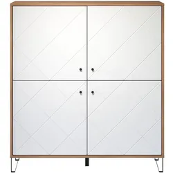 Ebuy24 TouchWO Sideboard 4 Türen Eiche Dekor, weiß matt.