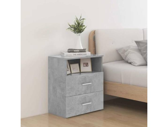 HEFZGDB Nachttische 2 STK. Betongrau 50x32x60cm mit Schubladen und Ablagefläche, Stauraum für Moderne Inneneinrichtung, Stabiler Nachtschrank, leicht zu reinigen, robuste Nachtkommode