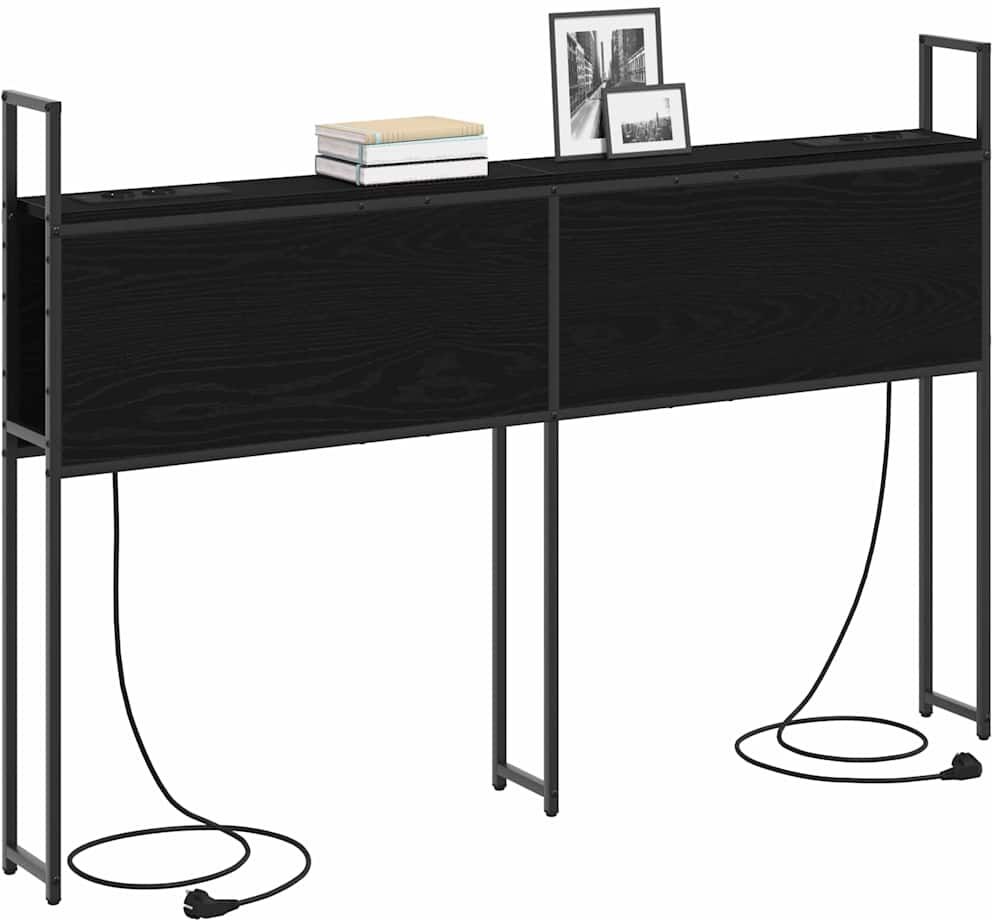 vidaXL Headboard de Rangement avec Station de Charge Chêne noir