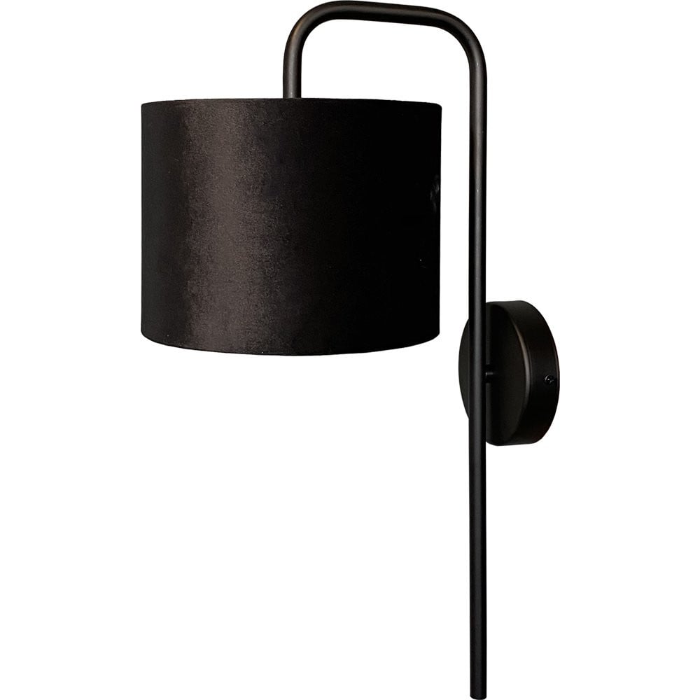 Masterlight Venus zwarte wandlamp met stoffen cilinderkap