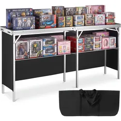 VEVOR Tragbare Messetheke Messetresen, 198 × 38,5 × 88 cm Messestand Ausstellungs-Thekenständer, Faltbarer Promotion-Bartisch Promotiontheke, Rezeptio mit Aufbewahrungsregal, Tragetasche, Schwarz