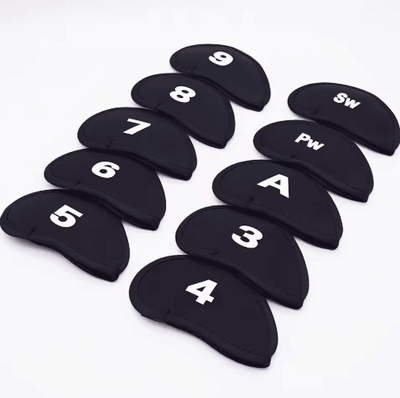 Inspire Picks 10 Piece Golf Iron Head Cover Set Portable Protective Covers For Golf Clubs black