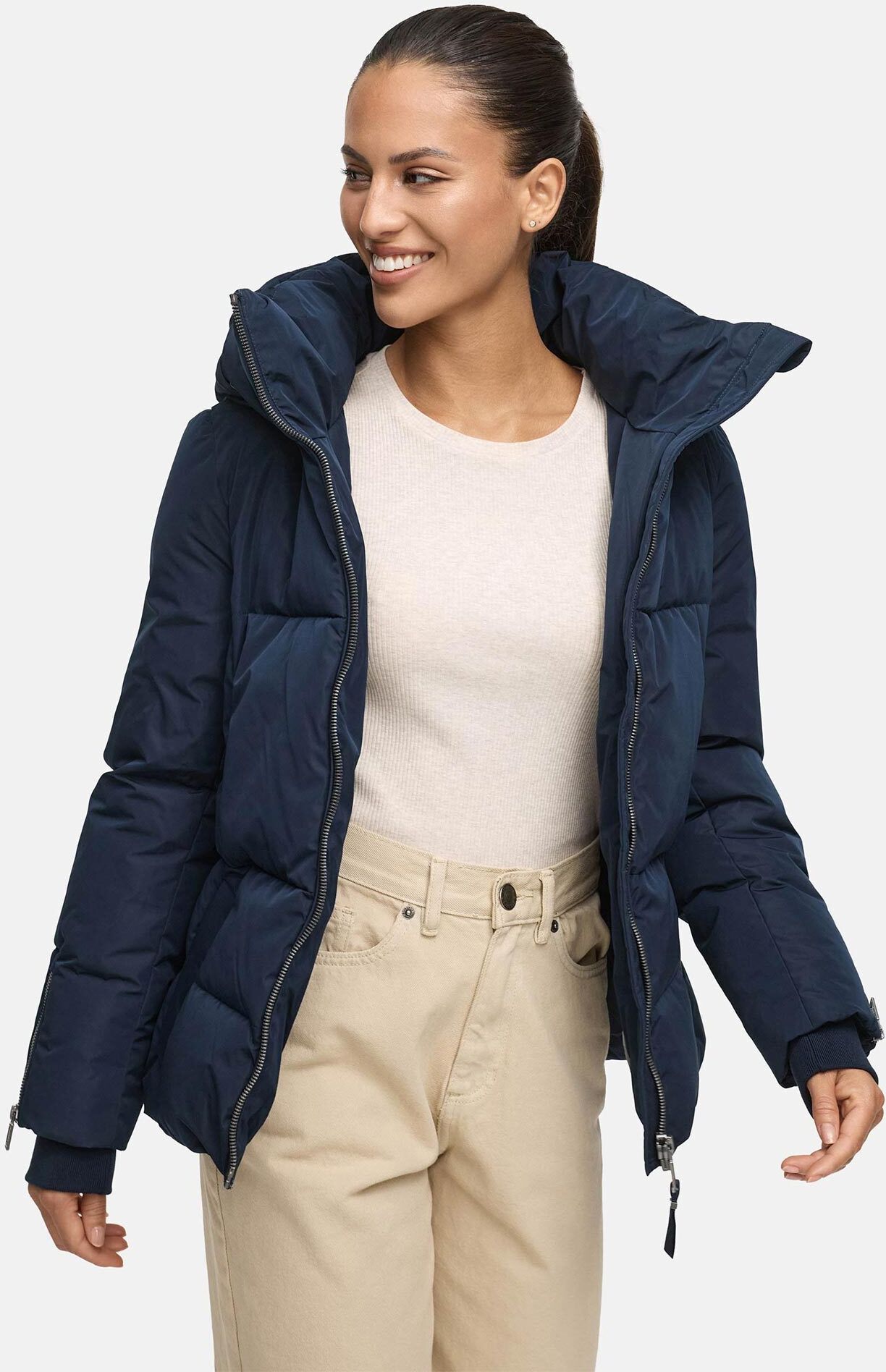 Winterjacke MARIKOO "Marikoo Aleyna Damen Stepp Jacke N055", Kinder, Gr. L, blau (navy), Obermaterial: 100% Polyester PES., Jacken Winterjacke