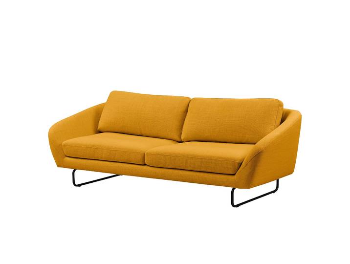 Canapé Rhoads 3 places Orange Tissu structuré Bermal 218 x 83 x 97cm Moderne