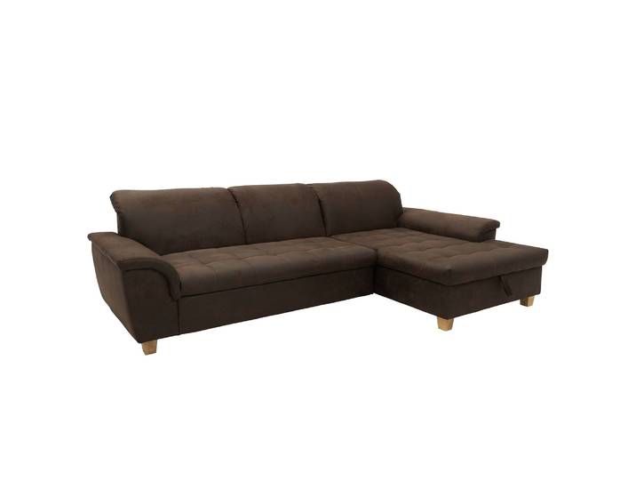 Ecksofa Charlo Braun Microfaser Medea 281 x 81 x 170cm Longchair davorstehend rechts mit Schlaffunktion Modern