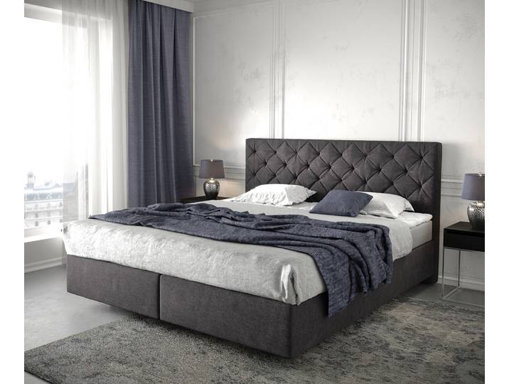 Boxspringbett Dream-Great 180x200 cm Schwarz mit Matratze und Topper, Boxspringbetten