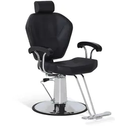 BarberPub Friseurstuhl mit Kopfstütze, Friseurstühle mit Hydraulikpumpe 360° Drehbar, Friseureinrichtung Höhenverstellbar, Barber Stuhl PVC Kunstleder, 8816 (Schwarz)