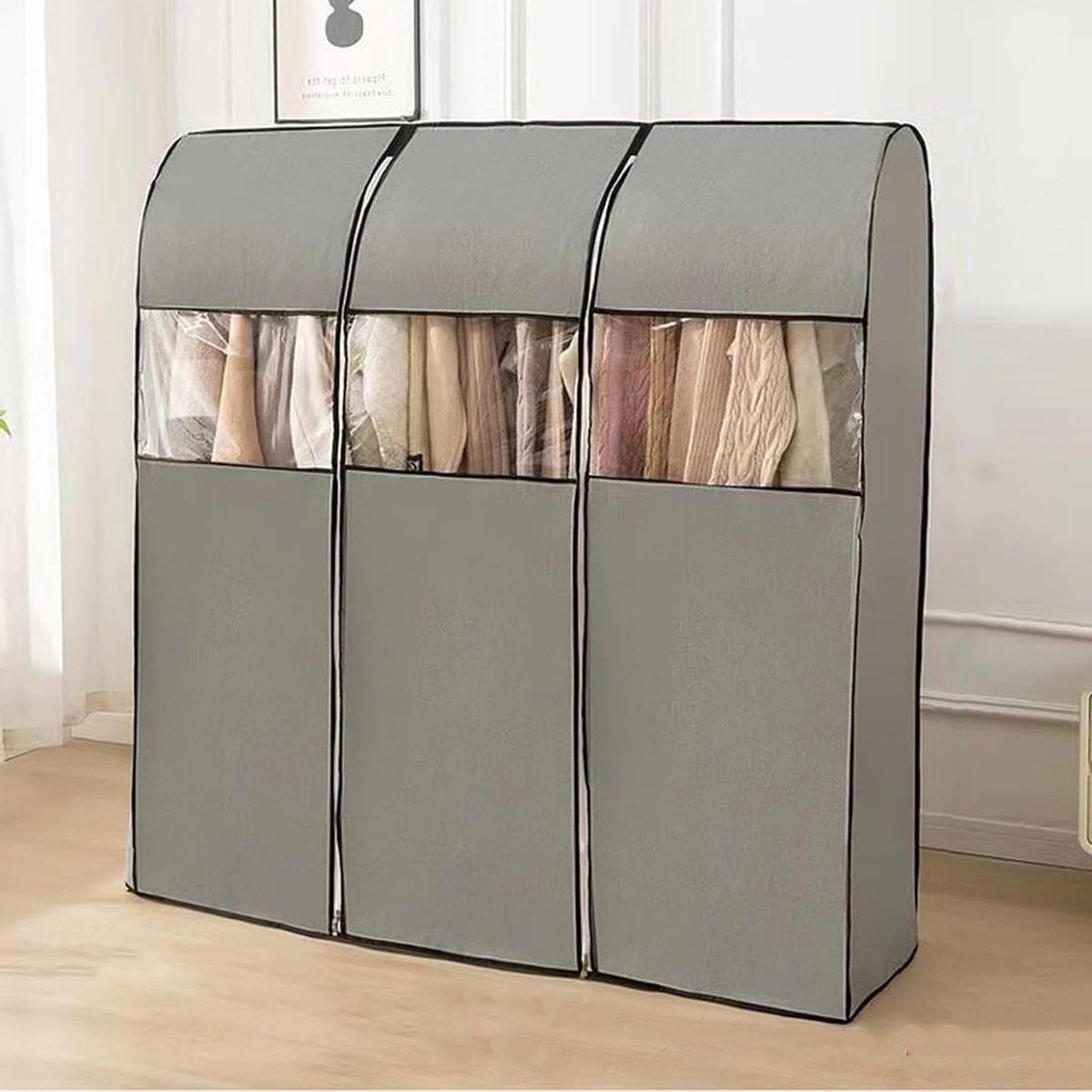 Grijs Beschermhoes Kledingrek - Ademende en Stofdichte Kledinghoes met Rits - 120 cm