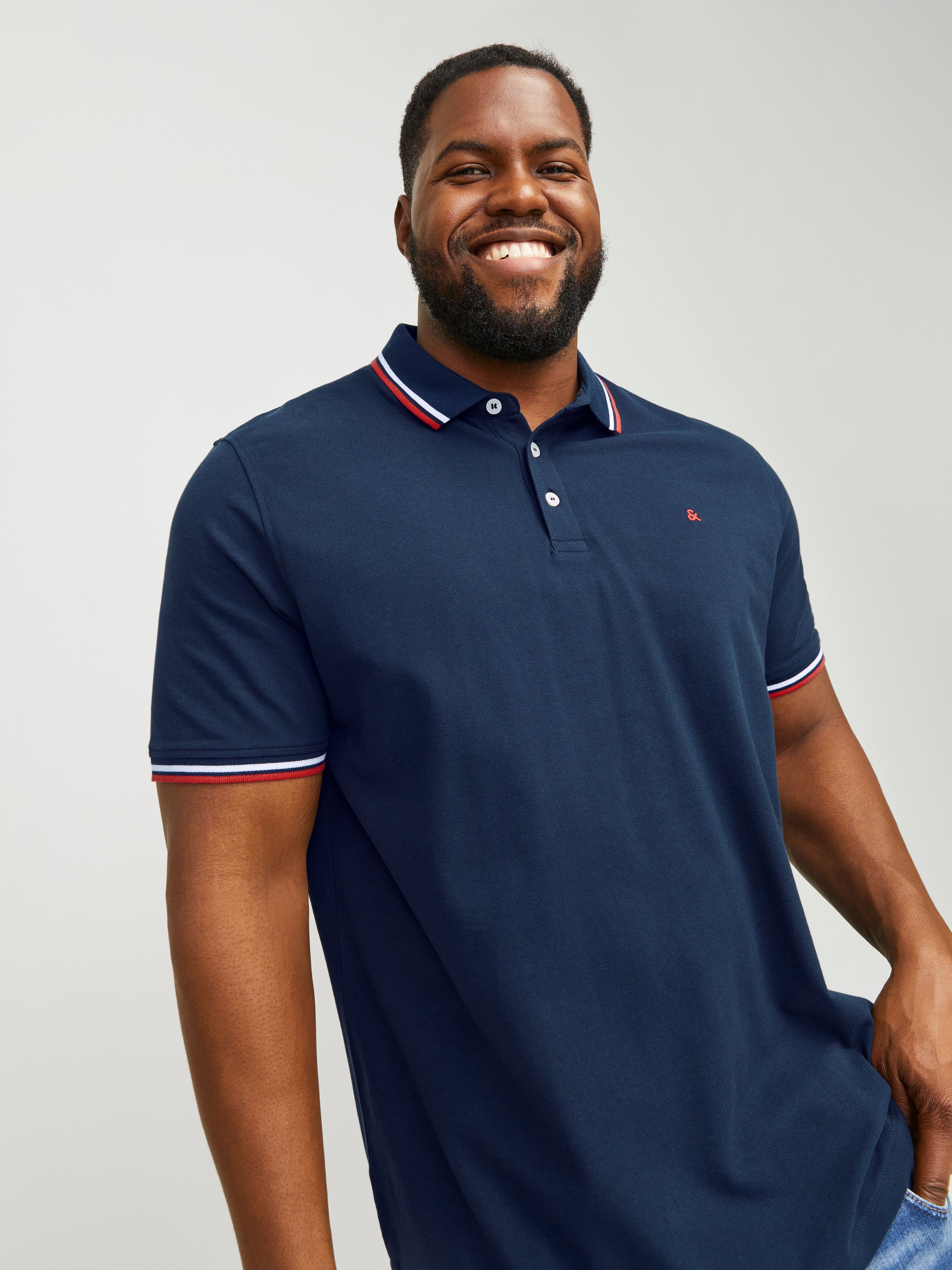 Jack & Jones PlusSize "JJEPAULOS POLO SS NOOS PLS" Baumwolle, regular fit navy 5XL