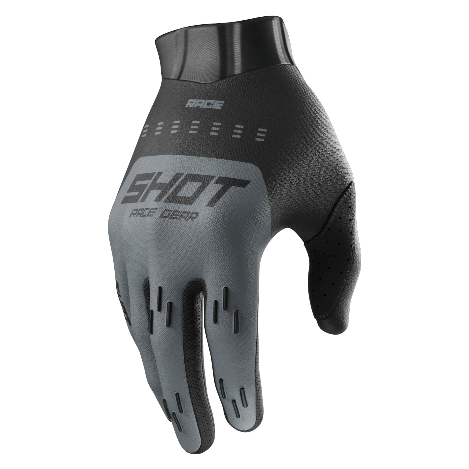 Shot racegear Handschuhe Shot Race Evo Schwarz Grau Gr. M (Herren, M) (A06-13B1-A02-09)