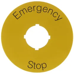 ABB Accessories Not-Aus-Schild:Emergency Stop D=50mm Text schwarz, Alu-Schild gelb 1mm SK615546-2
