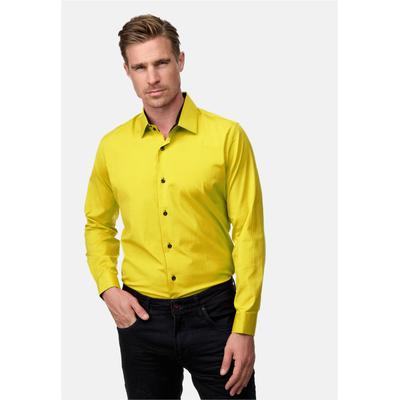 Langarmhemd RUSTY NEAL, Herren, Gr. S, EURO-Größen, gelb, 60% Baumwolle, 37% Polyester, 3% Elasthan, unifarben, Hemden, mit trendigem Farbkontrast