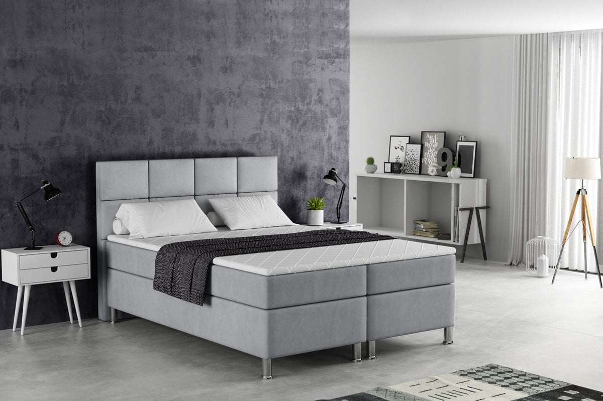 Meuba Home Napoli Boxspring Grijs 160x200 cm met topper en pocketvering