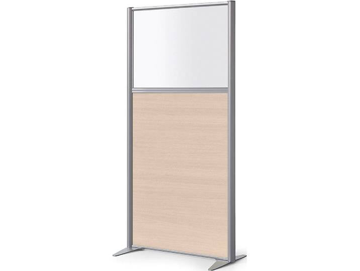 Cloison B-zen semi vitrée bois H 160 x P 81 cm - Chêne clair pied fixe aluminium - Cloisons de séparation - Bruneau