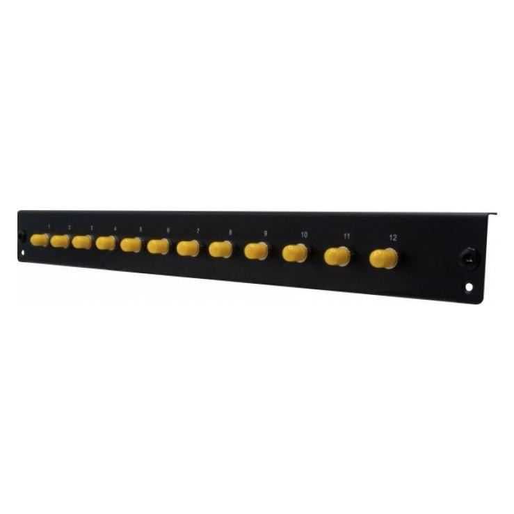 Dexlan LWL Frontplatte bestückt für LWL Spleissbox, 12 x ST Monomode (395440)