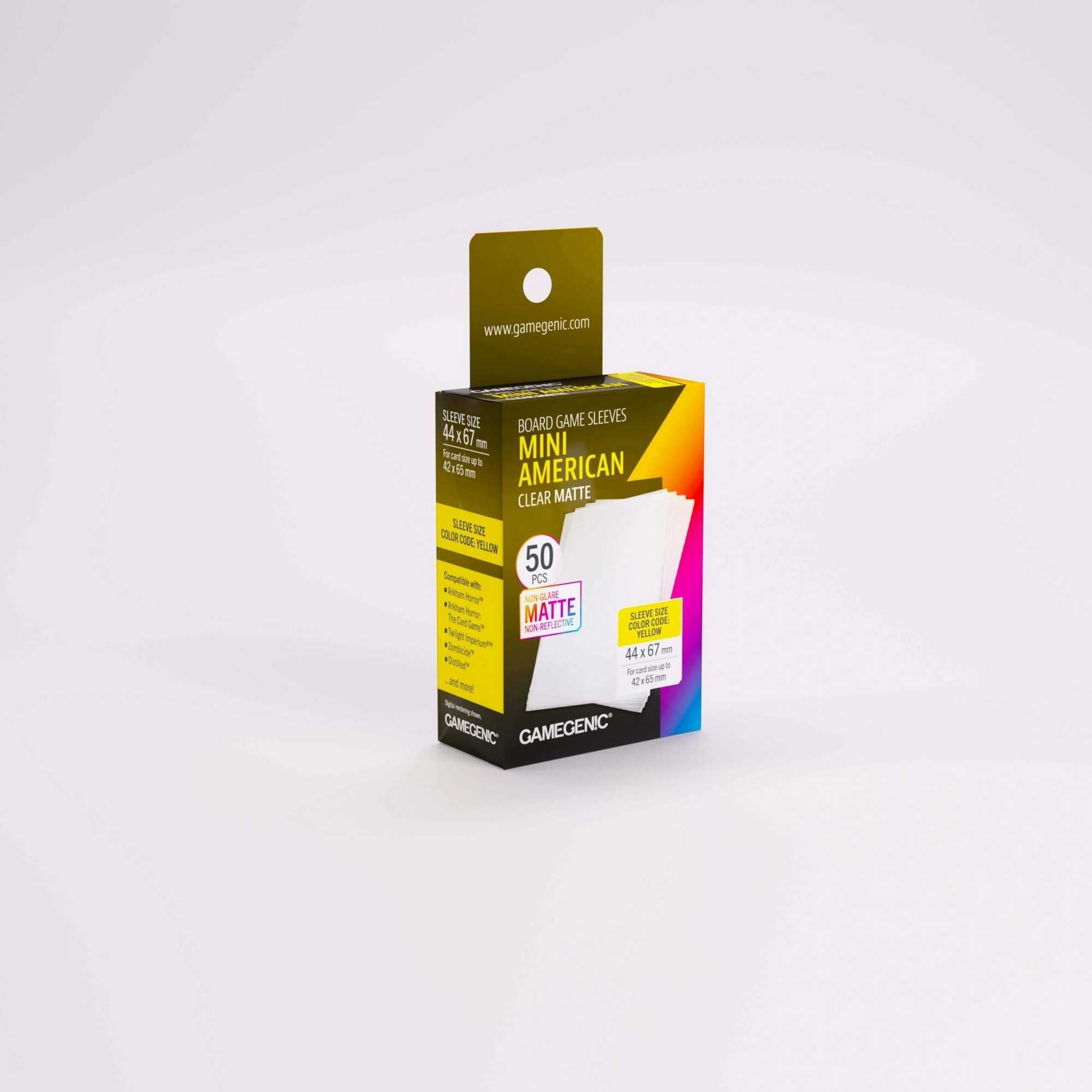Gamegenic Mini American Clear Matte Board Game Sleeves, 50 Pack for Card Game Accessories
