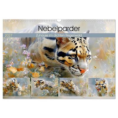 Nebelparder. Zuhause im dichten Regenwald (Wandkalender 2027 DIN A3 quer), CALVENDO Monatskalender