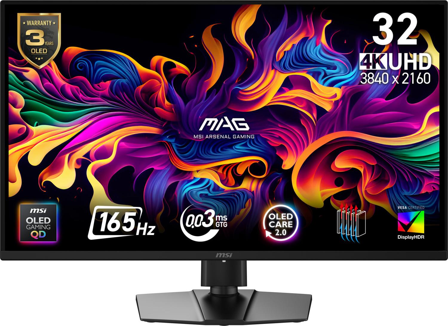 MSI MAG 322UP QD-OLED E16, 80 cm (31.5"), 3840 x 2160 Pixel, 4K Ultra HD, QD-OLED, 0,03 ms, Schwarz