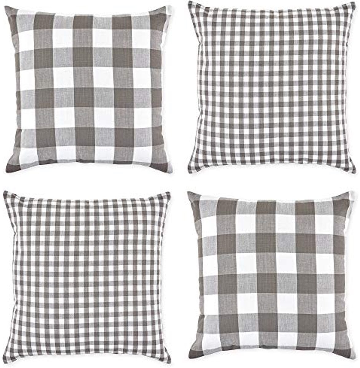 Vierkante kussenhoes voor decoratie Grijs/Wit - 18 inch