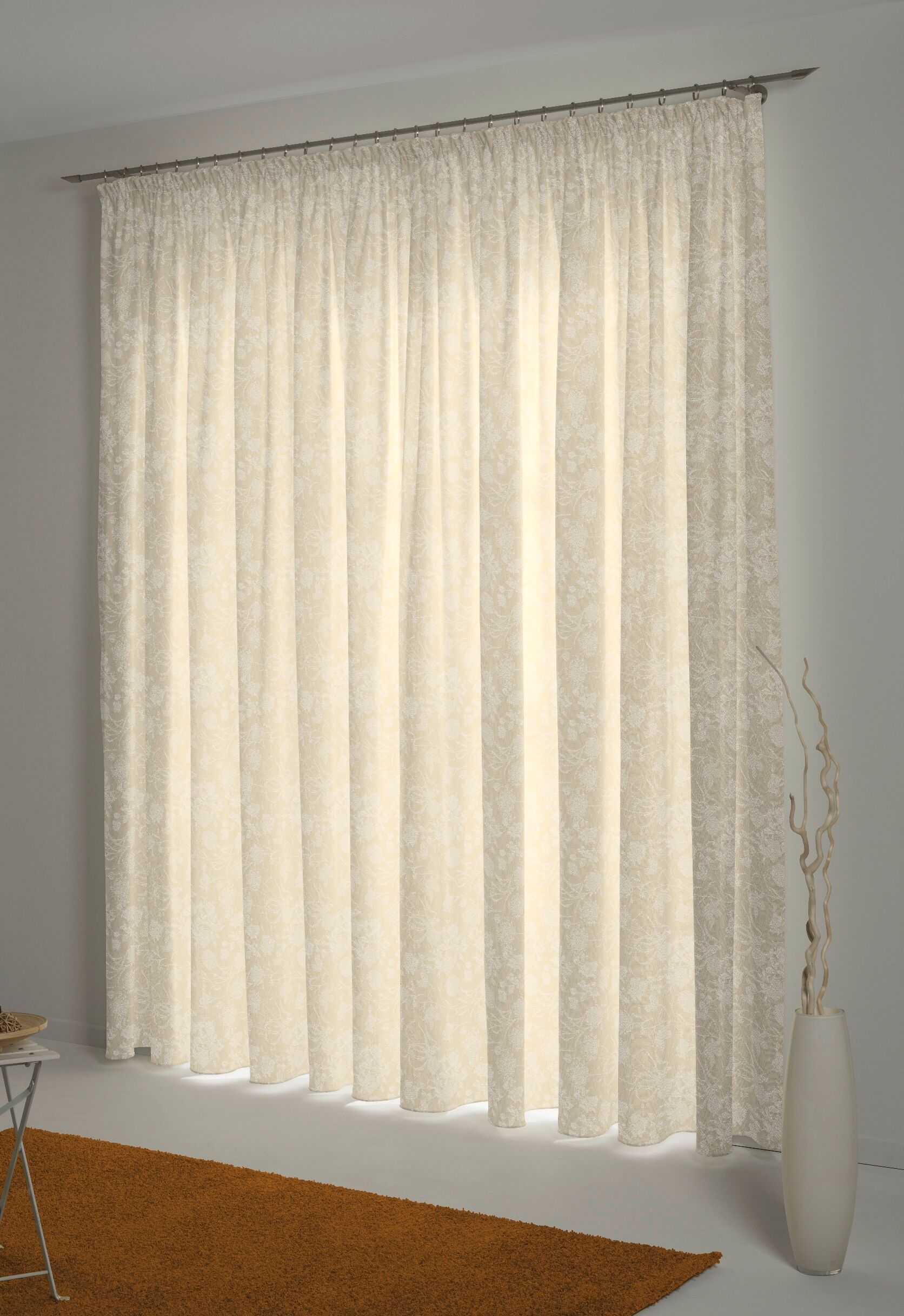 Vorhang ADAM "Flower Cuvée" Gr. 3, beige (natur), B:142cm H:225cm, Jacquard, Baumwolle, Gardinen, Vorhang, aus 100% Bio-Baumwolle natur 225cm, Multifunktionsband, 142cm