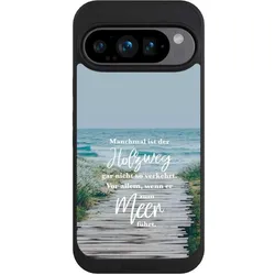 Nivocase Handyhülle für Google Pixel 9 Pro Hülle NIVOpure Case Schwarz Statement Strand Spruch (Google Pixel 9 Pro), Smartphone Hülle, Schwarz