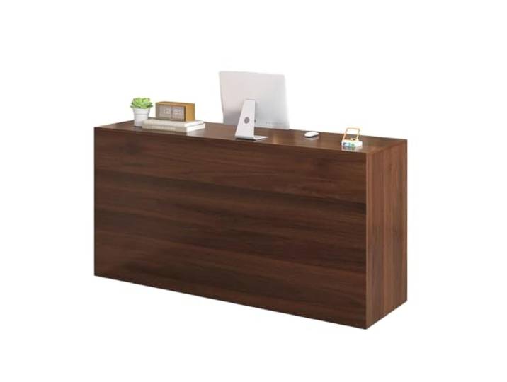 WENMEE Empfangstheke, for Wohnzimmer, Büro, Geschäft Großes Tablett, verstärktes technisches Tablett, Aufbewahrungsschrank, Schubladen(Brown,120cm)