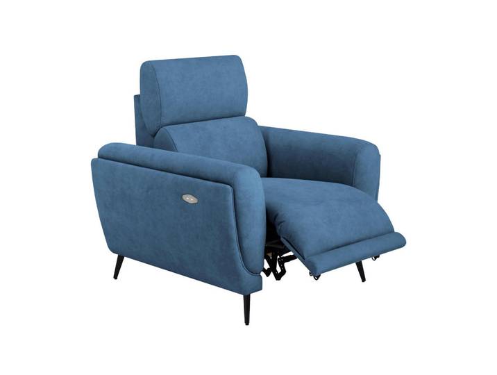 Beautysofa Relaxsessel Comfort, mit elektrischer Verstellung und verstellbarer Kopfstütze, Blau, 103x97x102 cm, Wohnzimmer, Sessel, Relaxsessel