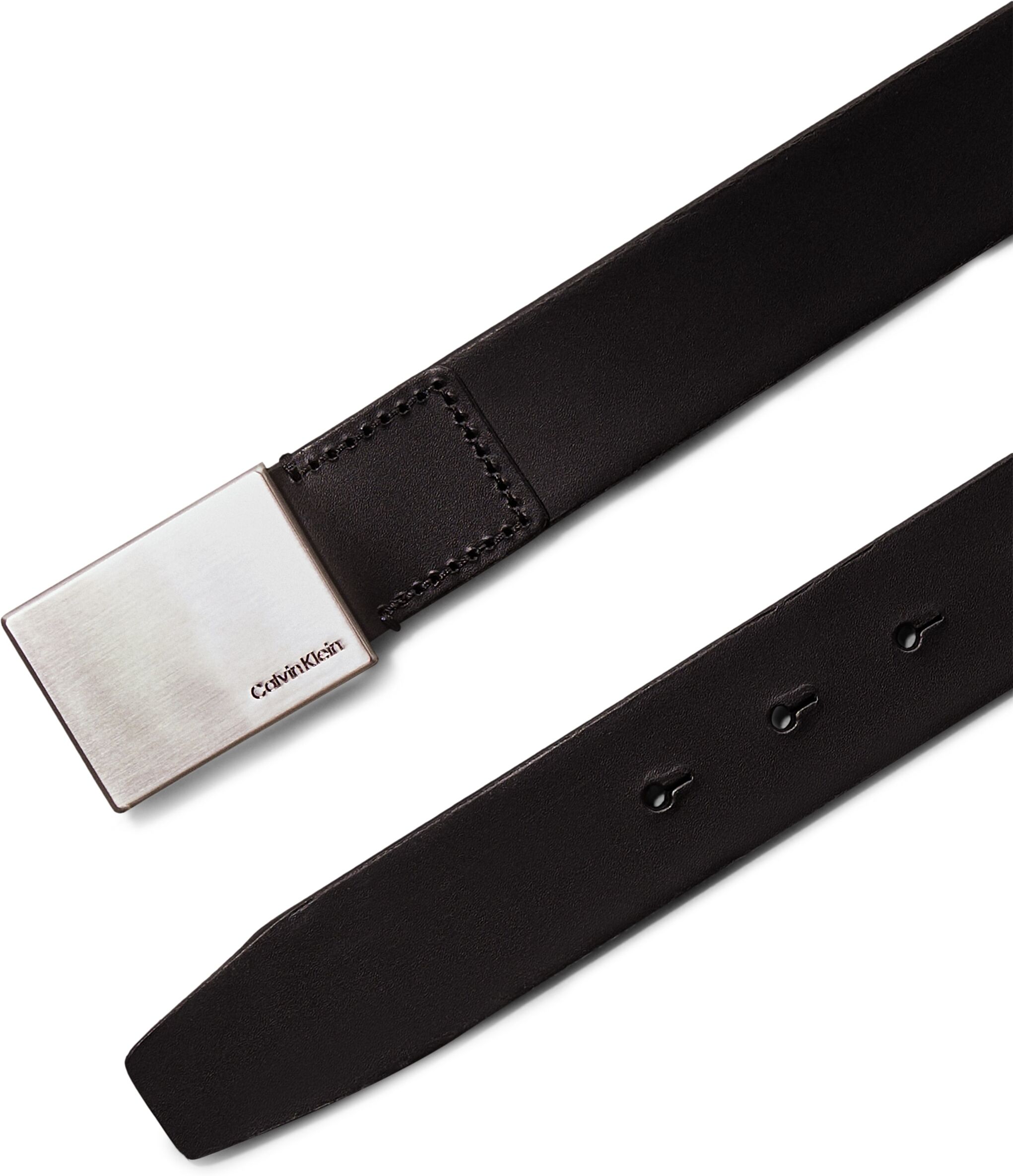 Ledergürtel CALVIN KLEIN JEANS "FORMAL PLAQUE BELT 3.5CM", Herren, Gr. 100, schwarz, Leder, unifarben, Gürtel Ledergürtel, Schnalle aus gebürstetem Metall