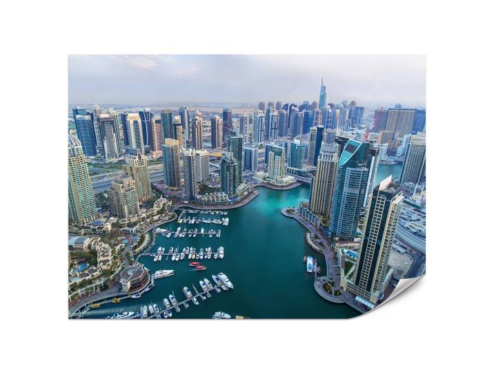 FOTOTAPETE für Wohnzimmer Dubai Vogelperspektive Wolkenkratzer 200x140