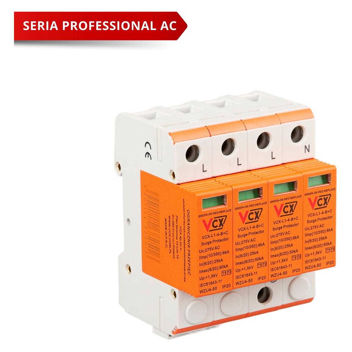VCX Ogranicznik przepięć klasy B+C 4P (T1T2) 6kA Professional (BC4P PROF. 6KA N1UE1)