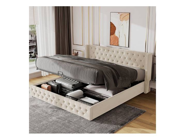 STILVORA Polsterbett Polsterbett 140x190 mit bettkaste,Doppelbett Jugendbett mit Lattenrost