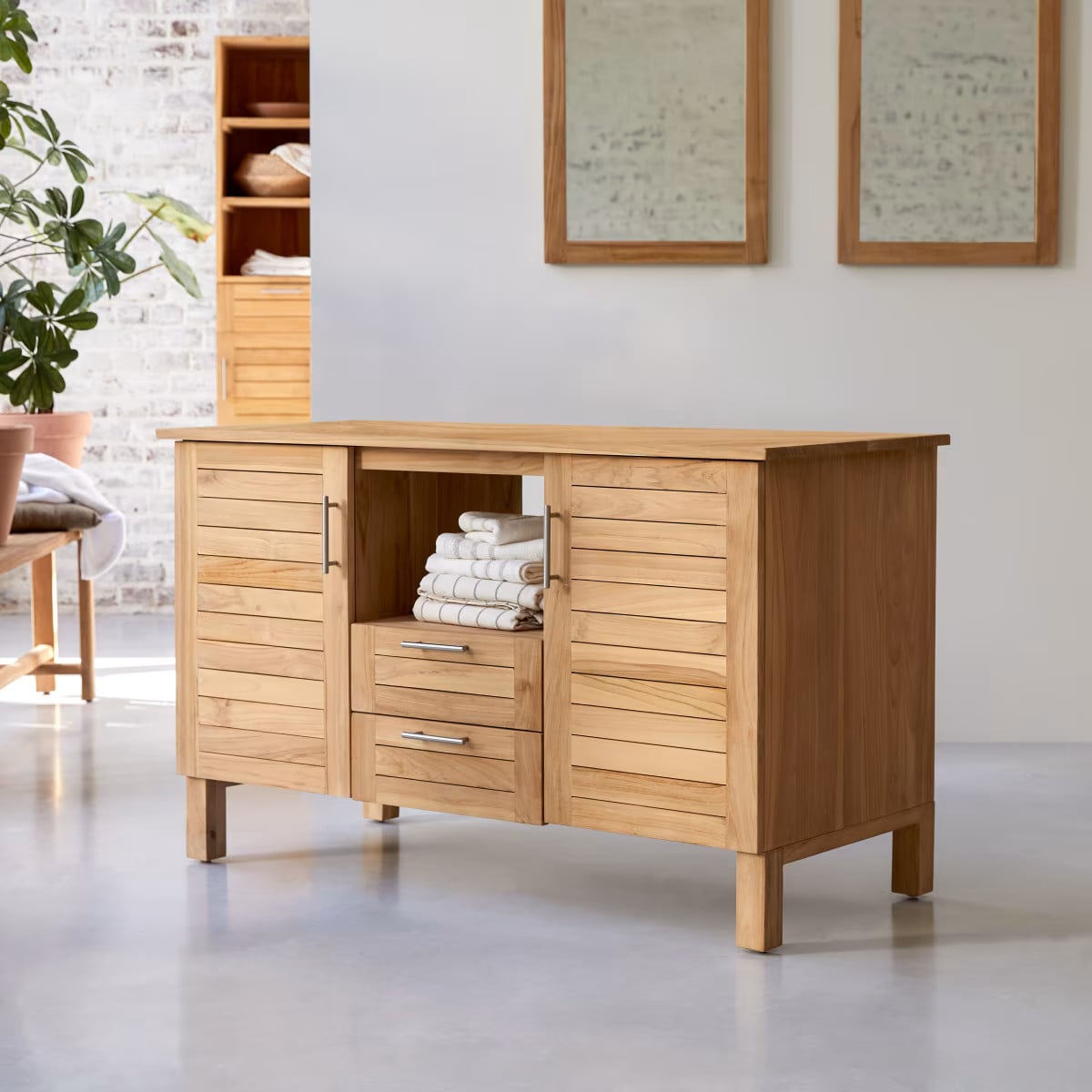Tikamoon Soho Opbergmeubel in massief teak - Bruin - Breedte: 125 cm