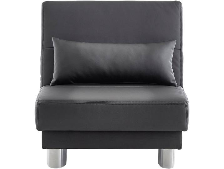 Schlafsofa, Kunstleder, Schwarz, 80×195 cm, Ausziehbar, Modern, Inosign