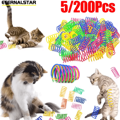 Inspire Curations Colorful Spiral Cat Spring Toys Interactive Bouncing Play Toys For Cats & Kittens random 200pcs
