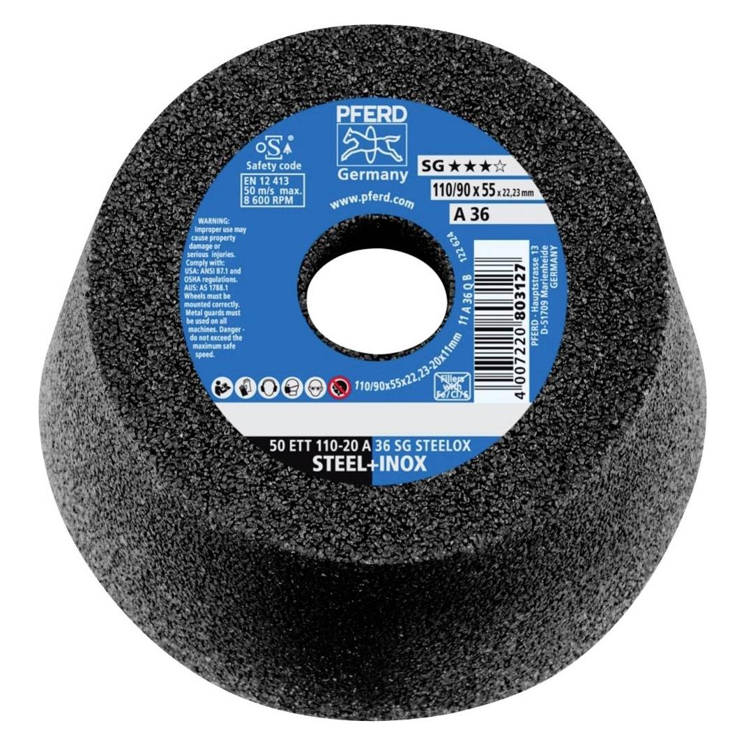 Pferd Schleiftopf ETT SG STEELOX 110/55 mm INOX und Stahl 36 Bohrung 22,23 mm (63418226)