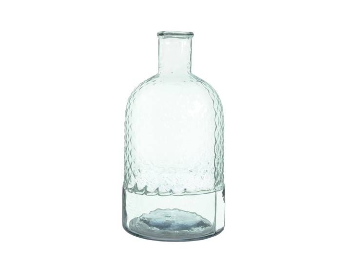 Moderne Glasvase, bauchige Blumenvase mit 3D-Muster, 23 x 12 cm