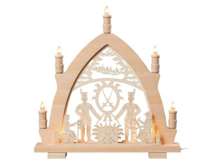 SAICO Lichterspitze Bergleute 7-flammige Premium LED-Beleuchtung - warmweiß - EIN Meisterwerk der traditionellen Erzgebirgskunst für Festliche Momente - Made in Germany