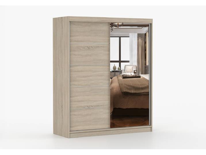 Schwebetürenschrank BONO 05 160 cm Sonoma Eiche Sonoma Eiche + Spiegel