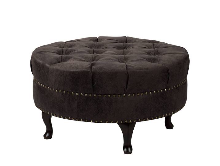 Polsterhocker Dale 80 x 80 x 45cm Braun Microfaser Goda: Schwarz