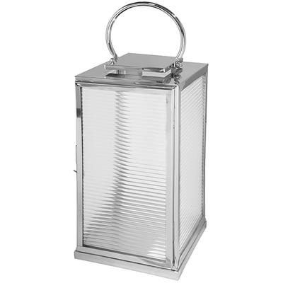Kerzenlaterne FINK "MALAGA", silber (silberfarben), H:58cm Ø:30cm, Metall, Kerzenhalter, mit bruchsicherem Glas