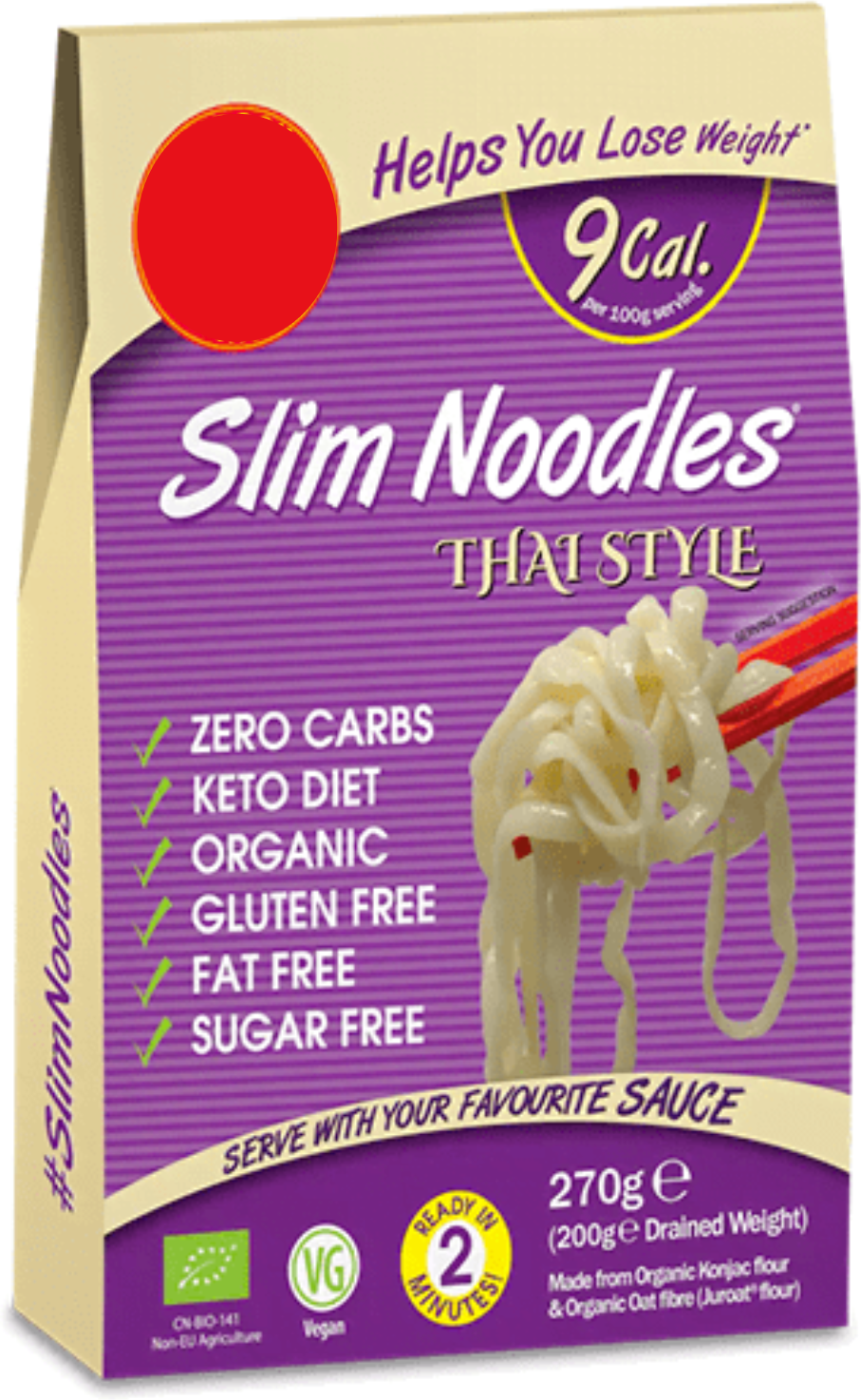 EAT WATER Slim Noodles Thai Style 270 Grammi (Sgocciolato 200 G) 