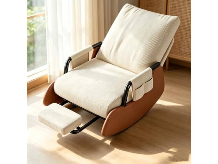 Ergonomischer Ruhesessel mit Stabiler Schaukelbasis Schaukelnder Komfortsessel mit tiefer Sitzfläche 60x60cm und Rückenunterstützung für Lesestunden.