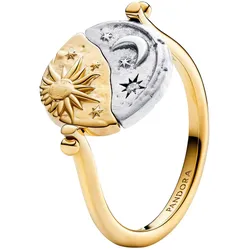 Pandora 164810C01 Medaillon-Ring für Damen Sonne und Mond Zweifarbig, 52/16,6