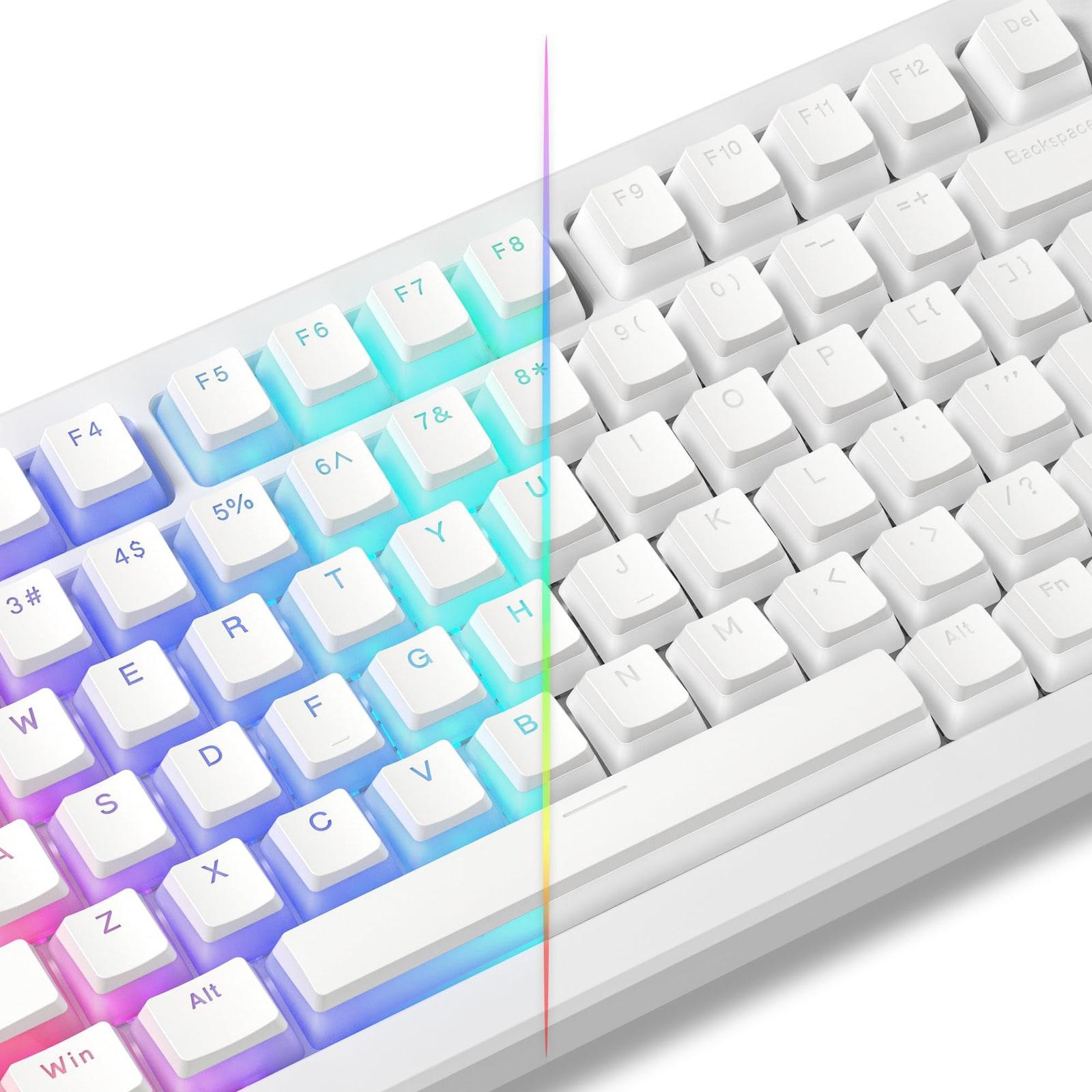 Merkloze PBT Pudding Keycaps Set met 130 toetsen, OEM-profiel, Wit