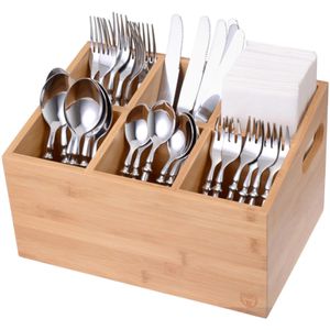 Gräwe Besteckhalter 298.6, Bambus, 30,5 x 18 x 21 cm, braun, mit 6 Fächern