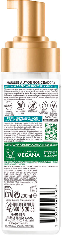 Garnier Natural Bronzer Mousse autobronzante 200 ml