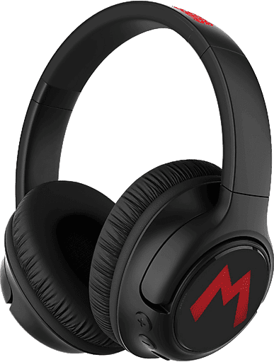 Auriculares infantiles - FR-TEC Super Mario Wireless Headphones con luz LED, Autonomía 50 h, Diadema, Bluetooth, Negro