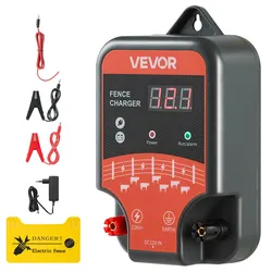 VEVOR Weidezaungerät, 12 kV 3 J, AC/DC Elektrozaungerät mit LED-Anzeige, Reichweite 3 km, leistungsstarkes Plug-in-Ladegerät, zum Schutz von Eindringen vor Wildtieren für Nutztiere & Geflügel